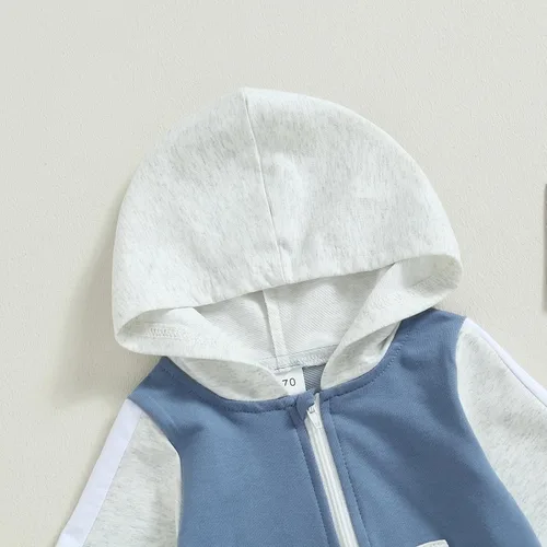 Vista 3 de Traje de bebé recién nacido, ropa de otoño e invierno, sudadera con capucha, enterizo para sudar, mameluco