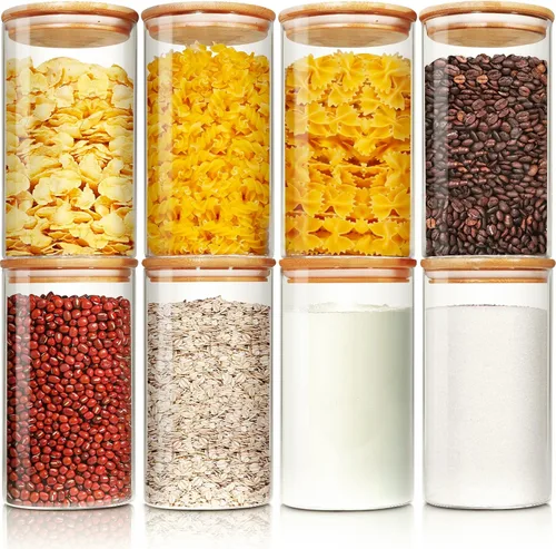 Vista 8 de HomArtist Juego de 4 recipientes grandes de vidrio para harina y azúcar, 180oz x2 & 93oz x2, recipientes de vidrio para almacenamiento de alimentos