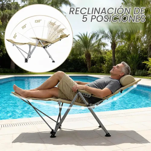 Vista 6 de Silla de camping reclinable, silla plegable al aire libre