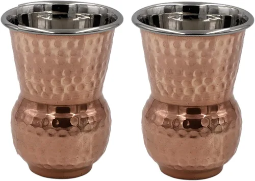 Vista 9 de Bona fide - Juego de 2 vasos de acero martillado para servir agua de 13.5 fl oz, juego de vasos, taza para beber