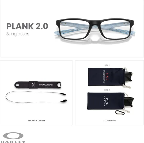 Vista 2 de Oakley Plank 2.0 OX8081 - Lentes rectangulares para hombre y mujer, kit de correa de accesorios, bolsa de microfibra