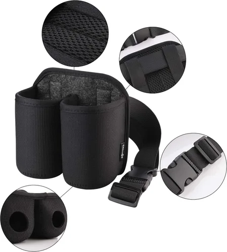 Vista 4 de CM Correa para cinturón de cerveza de 2 botellas, soporte para bebidas de soda con hebilla para barbacoa, fiesta, camping, lata de cerveza