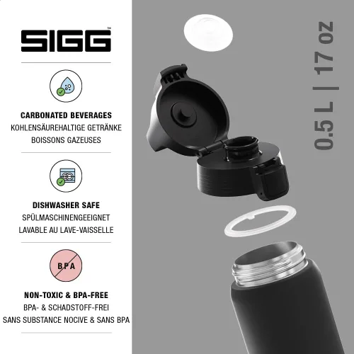 Vista 3 de SIGG - Botella de agua Shield Therm de acero inoxidable aislada - Para bebidas carbonatadas, a prueba de fugas, sin BPA, reciclada, 25, 34 onzas