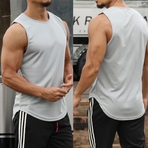 Vista 4 de Mlgaril Camiseta sin mangas para hombre, de secado rápido, para gimnasio, ligera, transpirable, para entrenamiento, fisicoculturismo, fitness