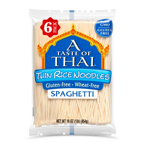 Vista 15 de A Taste of Thai Fideos de Arroz Fettuccine (Corte Recto) Sabor Tailandés de Calidad de Restaurante en Minutos Vegano, Sin Gluten, Sin Trigo, Sin