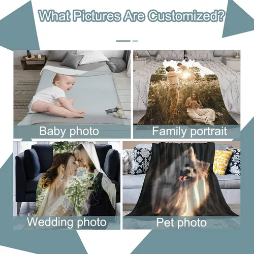 Vista 2 de Manta personalizada con diseño fotográfico de tu texto, mantas personalizadas, regalos personalizados (1 foto, 40 x 30 pulgadas)