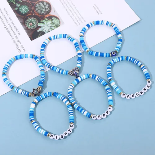 Vista 165 de Surfer Heishi - Pulseras apilables para mujer, apilables, de vinilo arcoíris, disco de arcilla, pulseras elásticas para la amistad, joyería bohemia