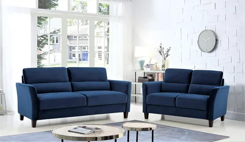Vista 3 de Container Furniture Direct Stoughton - Sofá biplaza tapizado moderno de mediados de siglo con brazos inclinados para sala de estar, 57.88 pulgadas