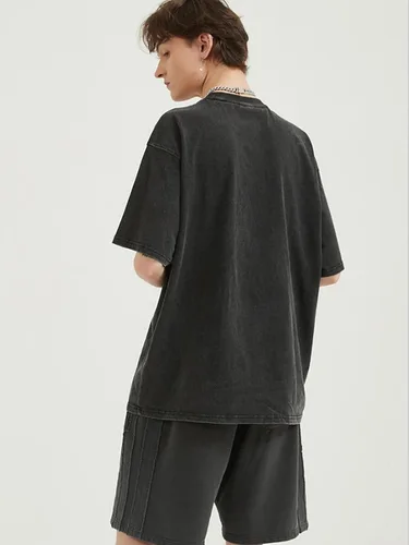 Vista 3 de Vamtac Camisetas de algodón para hombre, de gran tamaño, manga corta, sueltas, sólidas, básicas, de verano