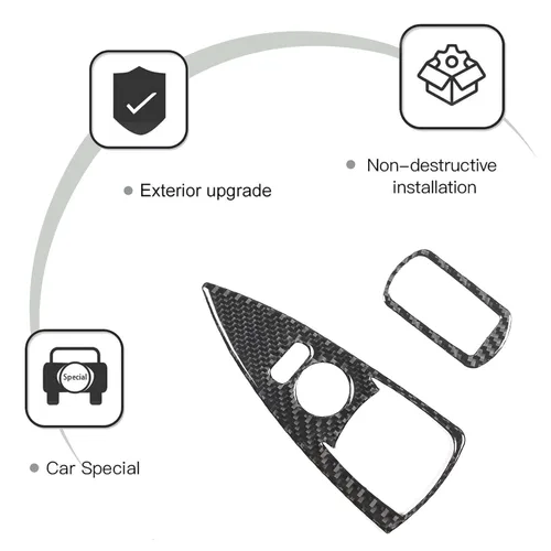 Vista 6 de PIUGILH Adhesivos para cubierta de marco de interruptor de elevación de ventana de automóvil, adhesivo de decoración de panel de fibra de carbono