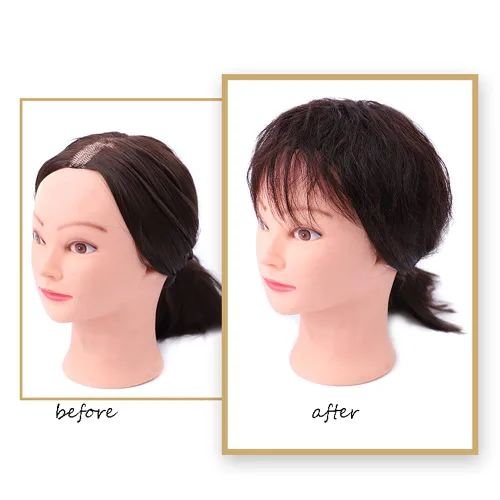 Vista 4 de YYDS Peluca de cabello humano con flequillo. Aumenta la cantidad de cabello en la parte superior de la cabeza para cubrir el cabello blanco Negro