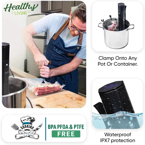 Vista 5 de Yedi Infinity Sous Vide - Kit de cocina Sous Vide de 1000 W, 20 bolsas