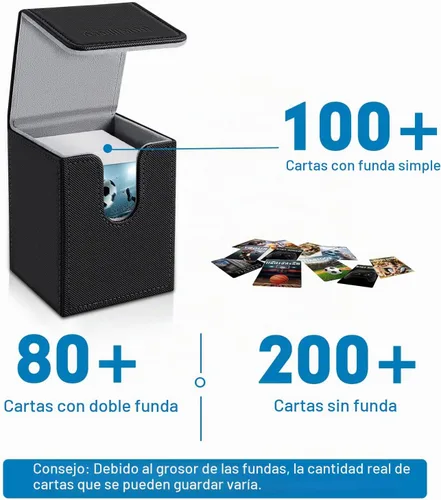 Vista 3 de Mlikero Paquete de 2 cajas de cartas Commander con capacidad para más de 200 tarjetas de una sola funda con 2 divisores, caja magnética de cuero