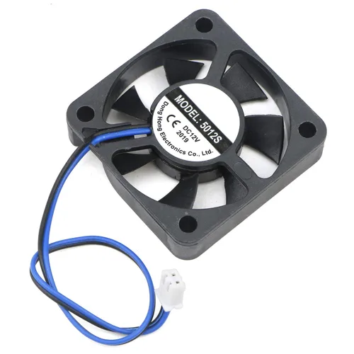 Vista 2 de Mini ventilador de refrigeración silencioso de 1.969 in x 1.969 in x 0.453 in, 2 pines CC, 12 V, 0.18 A, 6000 RPM, para impresora 3D, computadora