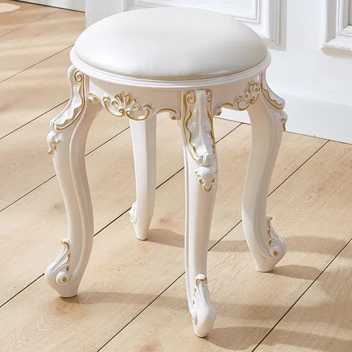 Vista 17 de Taburete de tocador, taburete de maquillaje, banco acolchado, asiento de piano en dormitorio, baño, pata de acero de plástico ABS, 16.9 in