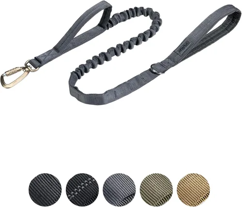 Vista 11 de EXCELLENT ELITE SPANKER Correa táctica militar para perro, clips de gancho de aluminio espaciales, correa elástica para perro con 2 asas de control