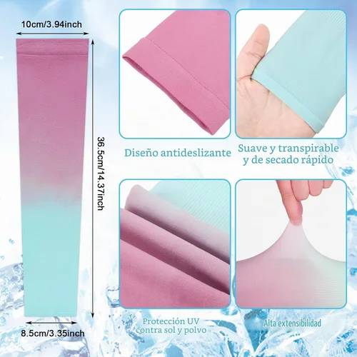Vista 3 de JenPen 6 pares de mangas de brazo de protección solar UV para cubrir los brazos para mujeres, mangas de compresión para hombres Color delicado