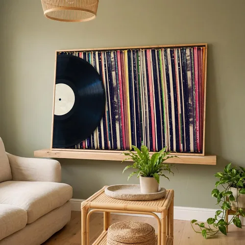 Vista 25 de LuxeWood Arte de Pared Musical en Lienzo - Impresiones Temáticas Musicales Medianas y Grandes para Sala de Estar, Oficina, Estudio, Airbnb