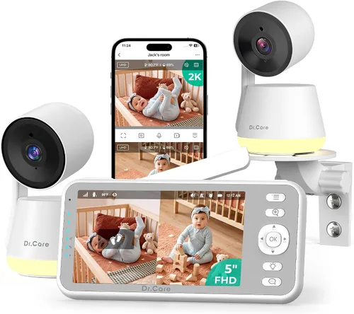 Vista 12 de Dr.Care LumiView Smart WiFi Baby Monitor con cámara y clip de montaje