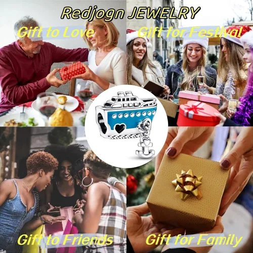 Vista 6 de Dijes de globos de corazón para mujeres, pulseras, collares, plata de ley 925, regalo de joyería de Navidad para el día de la madre