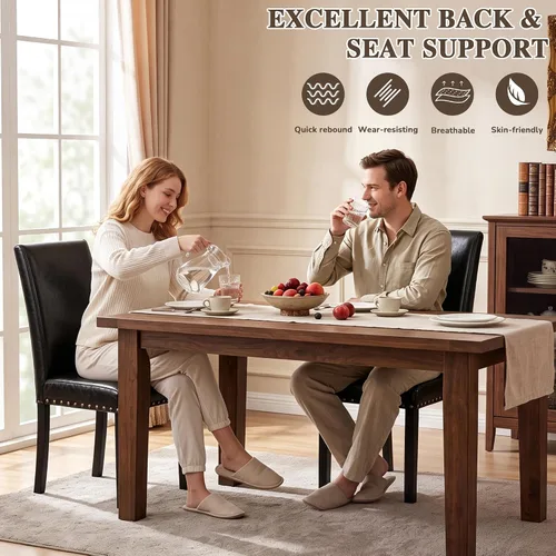 Vista 4 de LSSBOUGHT Sillas de comedor tapizadas con patas de madera maciza