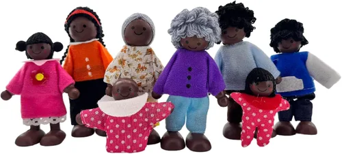 Vista 10 de HYSTYLE Paquete de 7 Figuras de Madera para Casa de Muñecas Familia Muñecos Familiares Figuras de Juego de Simulación, Juego de Rol Familiar Juego