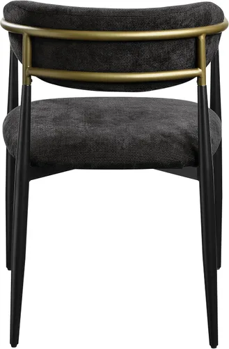 Vista 6 de Acme Jaramillo - Silla auxiliar tapizada en madera y tela, color negro (juego de 2)
