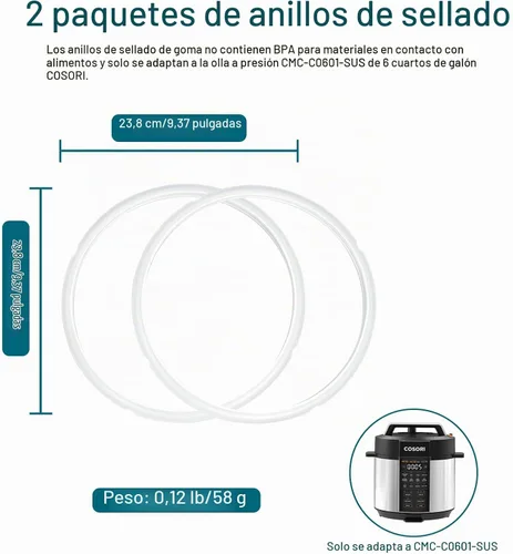 Vista 2 de Cosori Anillo de sellado para olla a presión, sin BPA, solo se adapta a