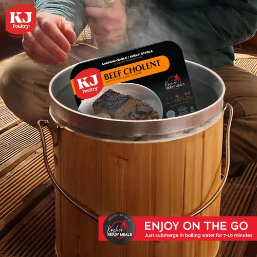 Vista 7 de KJ Poultry Comidas preparadas kosher – Chulent de carne y kugel, MRE comidas de carne listas para comer, comida de shabbos (paquete de 1) preparada