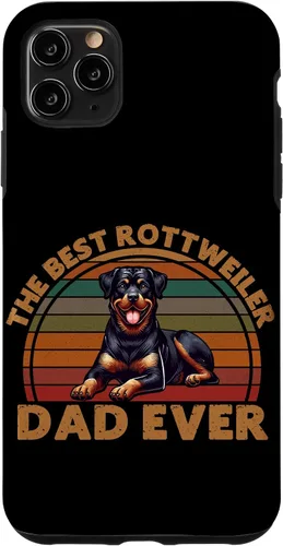 Vista 13 de Best Rottweiler Dad Ever Rottie Father Dog Parent Retro Case for iPhone 16