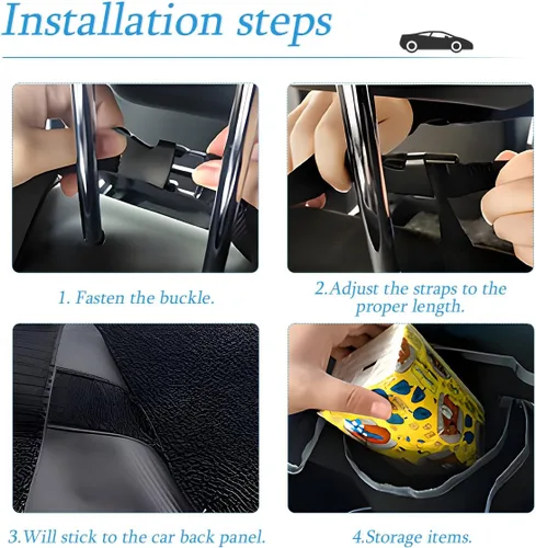 Vista 5 de AUCELI Organizador de Maletero para Auto, Organizador Colgante Grande para Asiento Trasero con Correas Ajustables, Bolsa de Carga Plegable