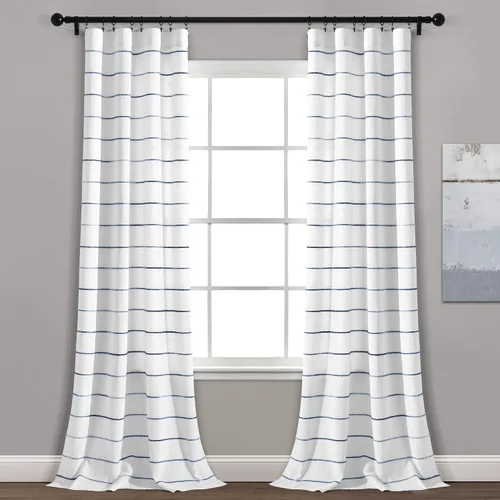 Vista 10 de Lush Decor Paneles de cortina de ventana de algodón teñido con hilo de rayas degradadas, par de cortinas de 40 pulgadas de ancho x 63 pulgadas
