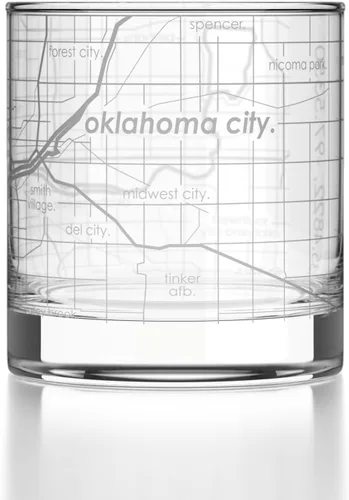 Vista 9 de Well Told Vaso de rocas grabado con mapa de Akron, Ohio, cristalería estilo antiguo (325ml, transparente) Vaso de bourbon grabado, regalos
