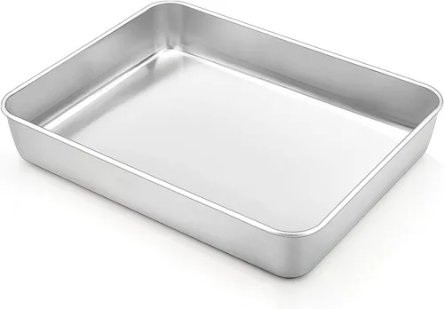 Vista 12 de TeamFar Sartén para lasaña, 9.4 x 7 x 2 pulgadas de acero inoxidable para hornear horneado profundo para horno tostador, sartén rectangular de Negro