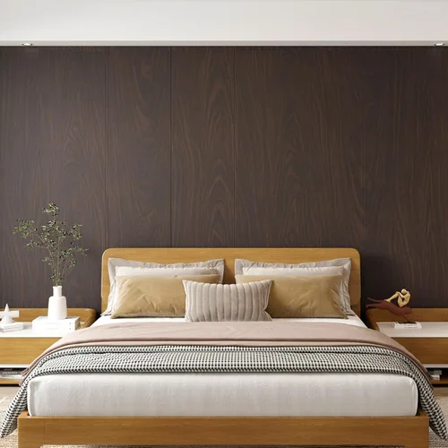 Vista 4 de Papel de contacto de grano de madera marrón oscuro, papel tapiz grueso de madera de nogal, papel de pared con aspecto de madera de nogal negro