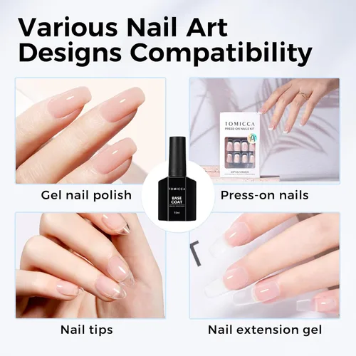 Vista 3 de TOMICCA Capa base de gel, 1 capa base de 0.5 onzas líquidas que no se limpia para esmalte de uñas de gel, fórmula mejorada LED de larga duración