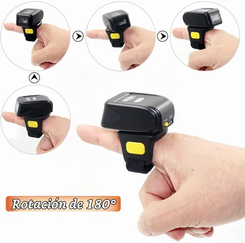 Vista 3 de Escáner de código de barras 1D 2D QR con anillo Bluetooth, mini lector de código de barras inalámbrico portátil compatible con Windows, Mac