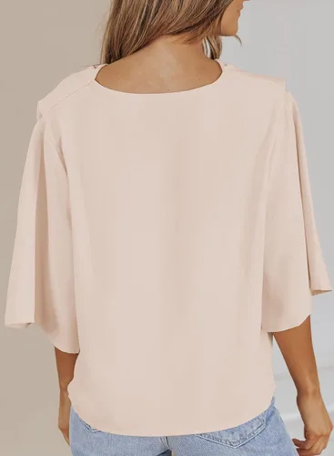 Vista 8 de Dokotoo Blusas y tops de gasa de manga corta para mujer