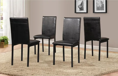 Vista 2 de Roundhill Furniture Juego de comedor de metal Citico de 5 piezas con tapa de mármol sintético laminado, color negro