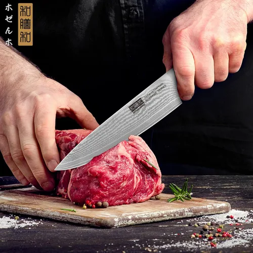 Vista 9 de Cuchillo de chef de Damasco de 8 pulgadas, cuchillo de cocina profesional de 67 capas VG-10 Super Steel
