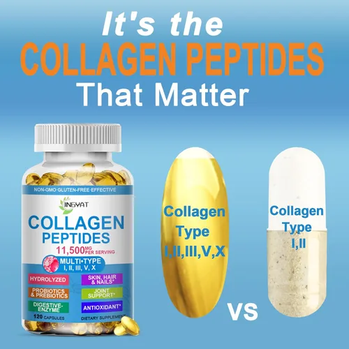Vista 4 de Cápsulas de Péptidos de Colágeno, Péptidos de Colágeno Múltiples con Glucosamina, Condroitina, MSM, Biotina, Complejo de Péptidos de Colágeno