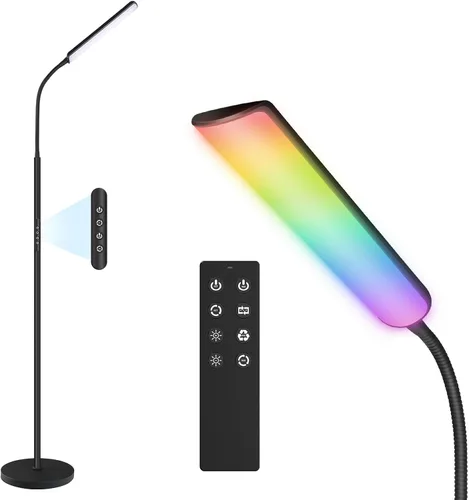 Vista 9 de Dimunt Lámpara de pie LED, lámparas de pie brillantes de 15W para sala de estar con temporizador de 1H, lámparas de pie ajustables sin escalones