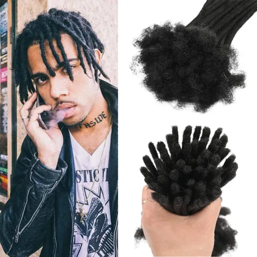 Vista 22 de Extensiones de Cabello Humano Loc Extensiones de Cabello Humano 4 Pulgadas 10 Hebras 0.08 Pulgadas de Ancho Hechas a Mano Extensiones de Rastas 0.1