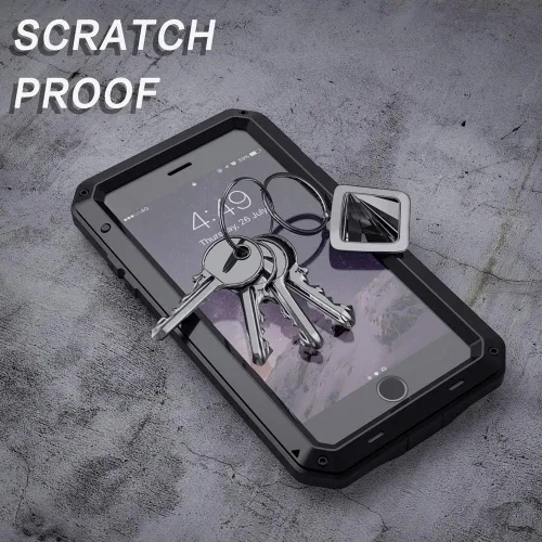 Vista 7 de Lanhiem Funda para iPhone 7 Plus/8 Plus, resistente a los golpes, [Tough Armour], funda de metal con protector de pantalla integrado, funda Negro