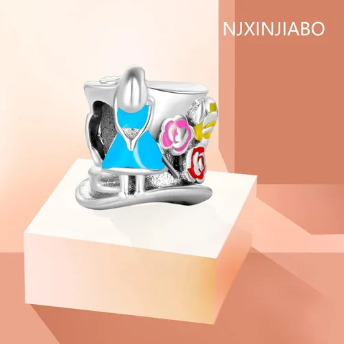 Vista 2 de NJXINJIABO 925 Sterling Silver Love Family Mom Sister Charms for Bracelets and Necklaces Love Family Mom Animal Dangle Pendants Beads Charms Jewelry
