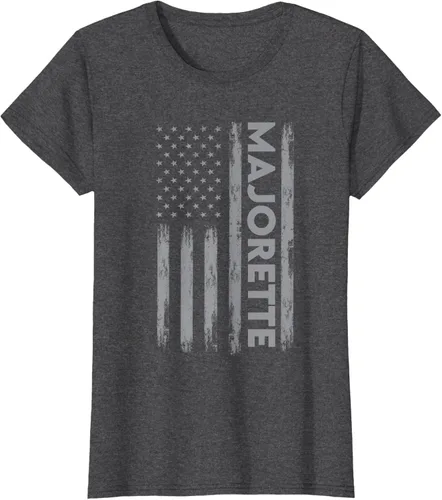 Vista 5 de Great Majorette - Camiseta de bastón giratorio con diseño de bandera de Estados Unidos, Negro, S