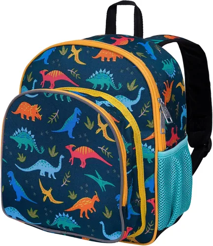 Vista 21 de Wildkin - Mochila infantil de 12 pulgadas – Acolchada, ajustable, ideal para guardería y viajes, Dino azul, Escuela