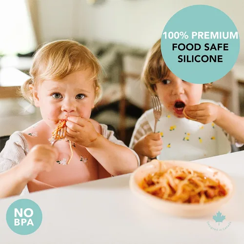 Vista 6 de Loulou Lollipop Babero de alimentación de silicona suave e impermeable para bebés y niños pequeños