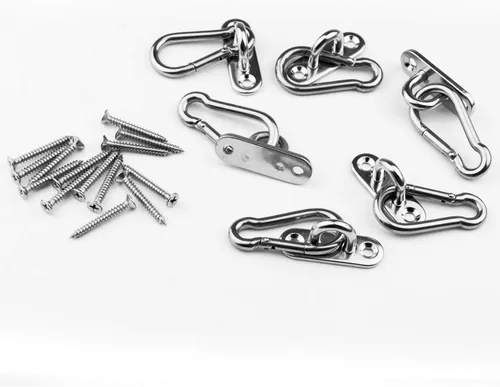 Vista 5 de 6 almohadillas de acero inoxidable de 1.8 pulgadas Ganchos en U para placa de ojo + 6 ganchos de acero inoxidable, lazo de grapas de hardware