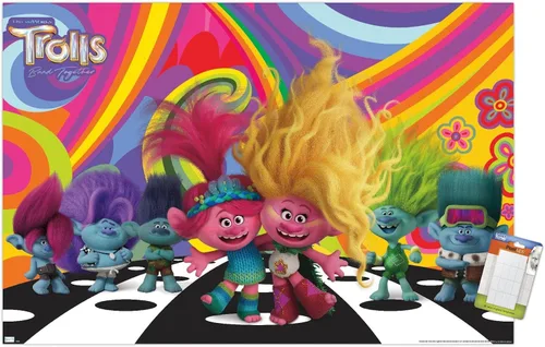 Vista 12 de Trends International Trolls Band Together (2023) - Universe Wall Poster, 22.4L x 14.7W, Barnwood Framed Version